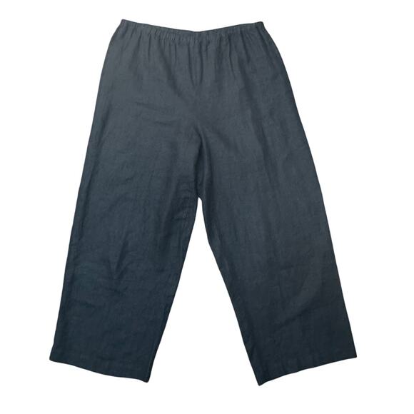 Marc Ware Womens 100% Linen Pull Up black pants lagen look lightweight Sze Large - Picture 1 of 5